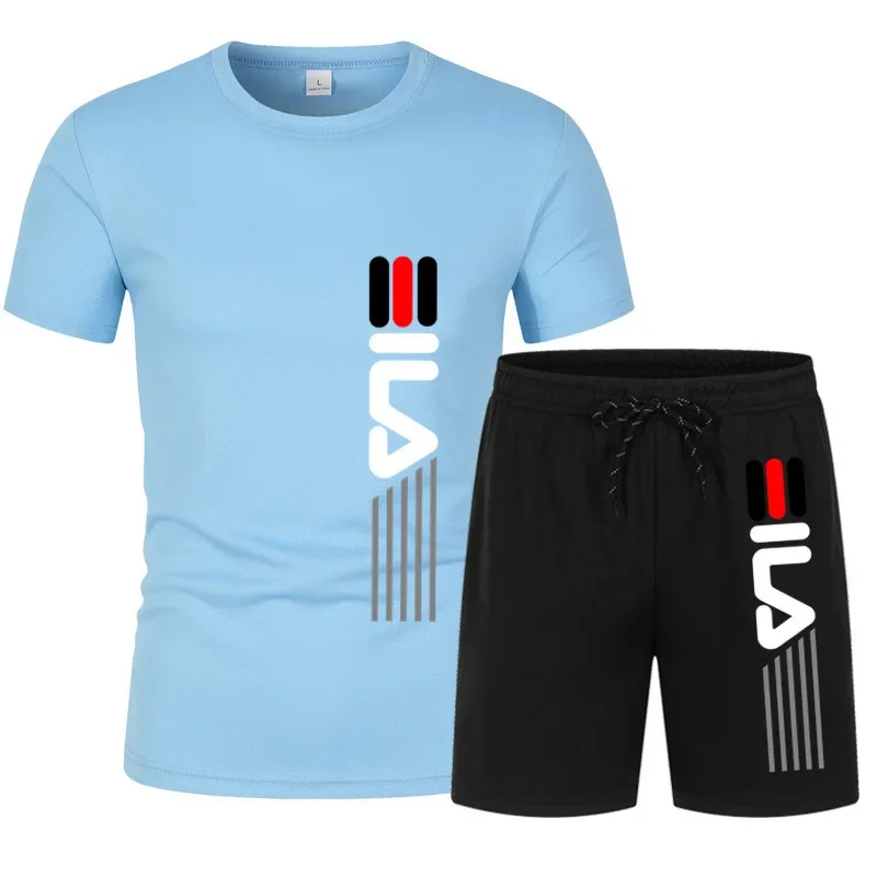 Heren Zomer T-Shirt Mesh Shorts Sportkleding Set 2 Delige T-Shirt + Joggingbroek Set Gym Set T-Shirt M-3XL