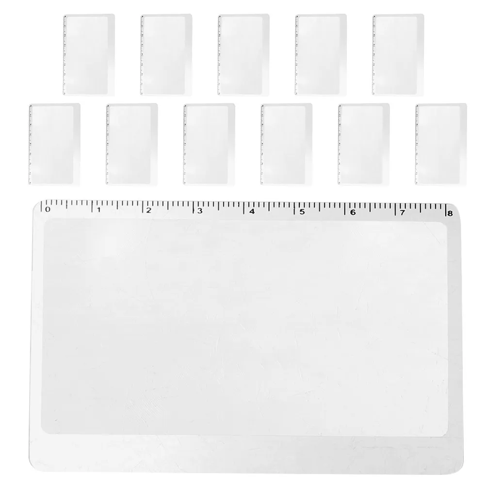 12Pcs Reading Magnifier Bookmark Ultra Thin Ruler Portable Pocket Size Magnifying Page Reader for Newspaper Magazine Cards