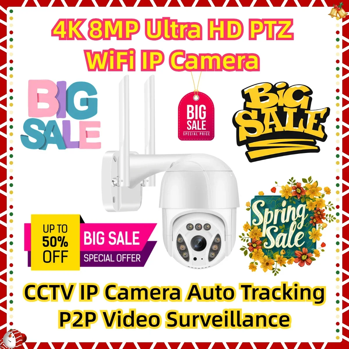 

AI Human Detection 1080P HD Audio CCTV IP Camera Auto Tracking P2P Video Surveillance Ultra HD PTZ WiFi IP Camera