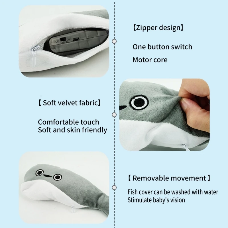 Cat Interactive Sacabambaspis ของเล่น USB Soft Flocking Fish ลูกแมวการฝึกอบรมของเล่น E65D