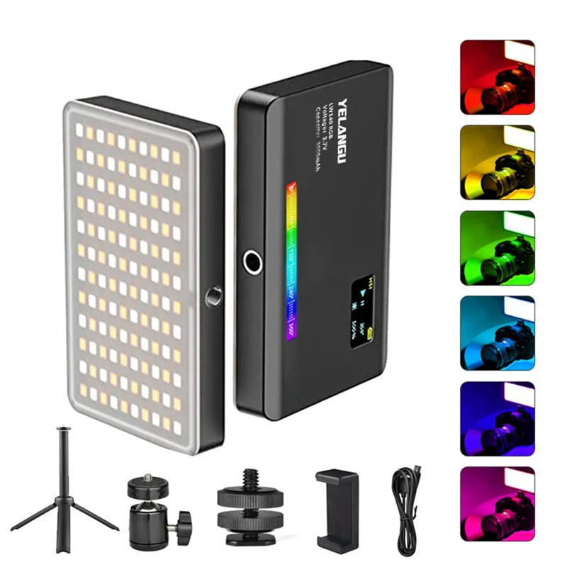 YELANGU LW-140 LED Video Light 2500K-9000K with Diffuser RGB Effect Camera Light Fill Light Photography Lighting Studio Lamp