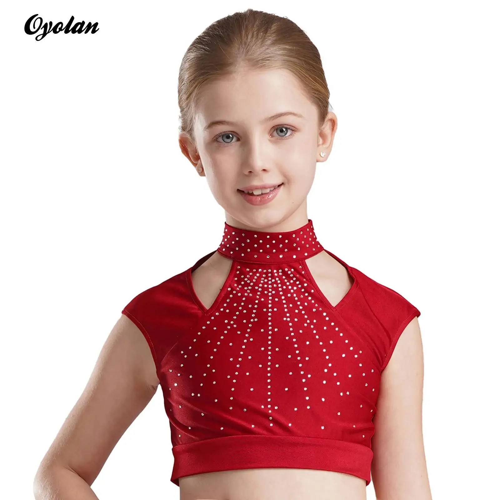 

Детский Блестящий укороченный топ с блестками для балерины и джазовых танцев, жилет для гимнастики, топы для танцев, художественные топы для фигурок и катания на коньках