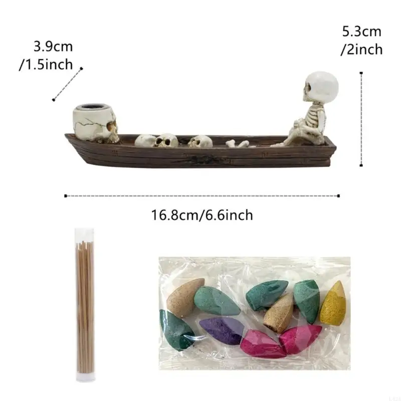 L43A Backflow Incenses Burners Resins Skull Boats Statues Halloween Incenses Holder view 6