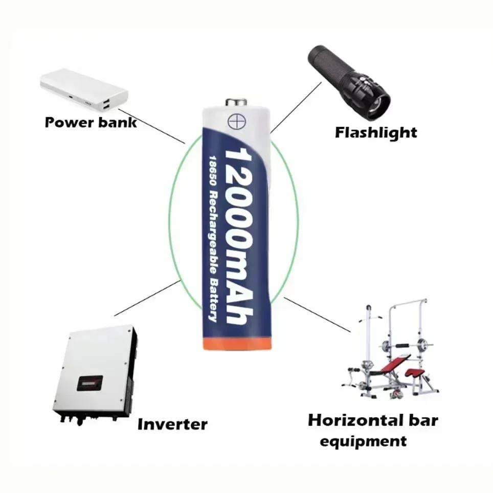 18650 Batteria Batteria ricaricabile 3.7V 18650 12000mAh Capacità Li-ion Batteria ricaricabile per Torcia elettrica Batteria + Caricabatterie