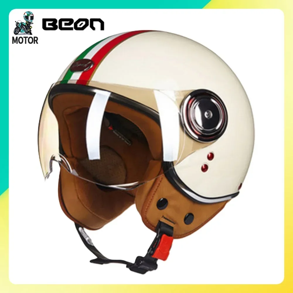 

BEON 110B Open Face Vintage Motorcycle Helmet Beon Motorbike Casco Jet Vintage Retro Helmets Scooter ECE Certification Summer