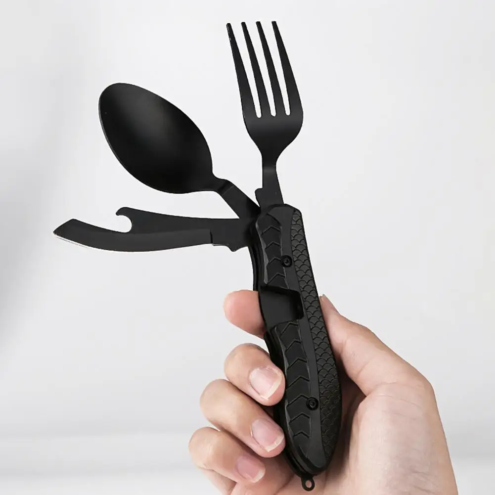 Camping Tableware Stainless Steel Foldable Split Food Grade Disassembly Picnic Fork Spoon Cutter Camping Cutlery Set