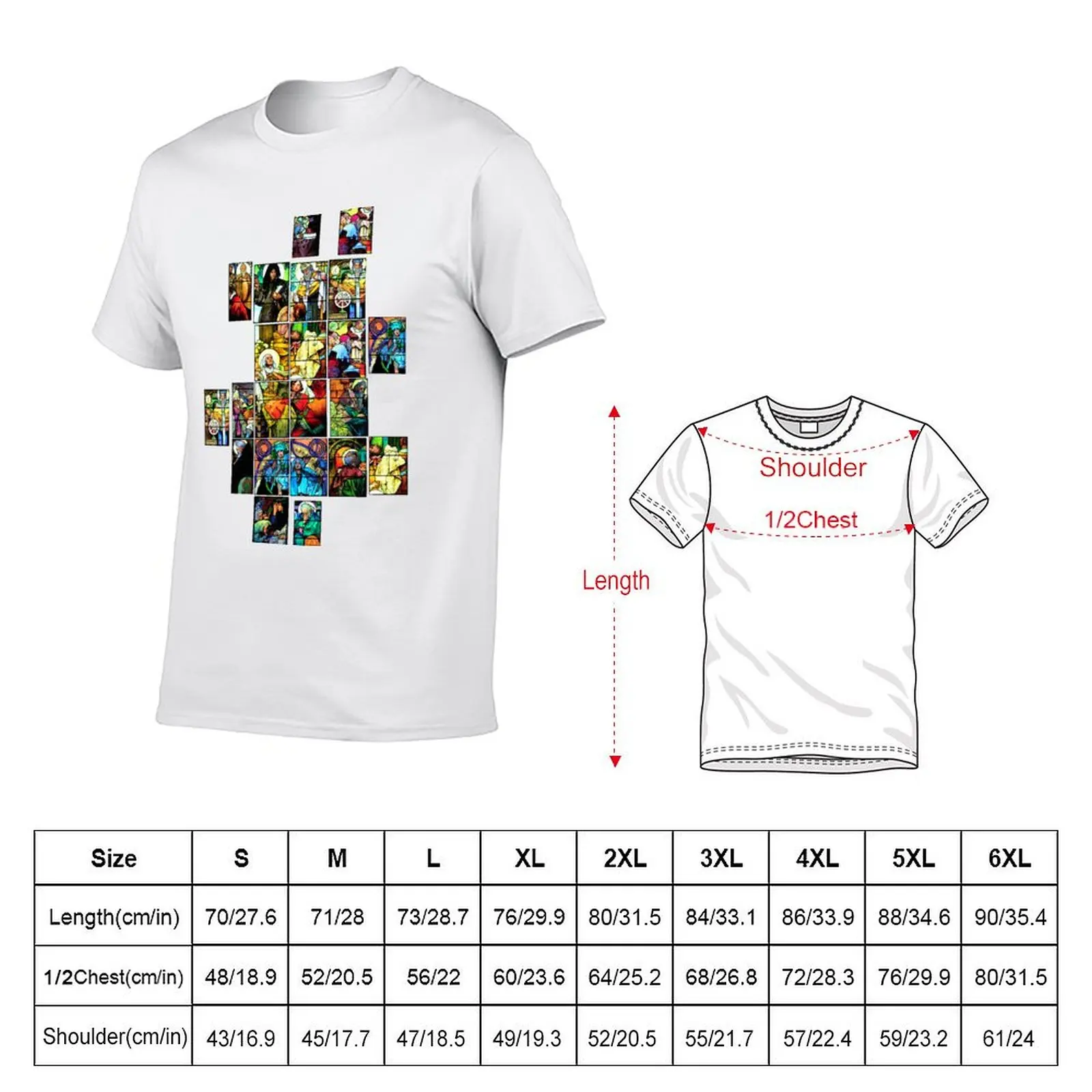 Mucha Window, Prague T-Shirt Large Size Soft Cotton T-Shirt