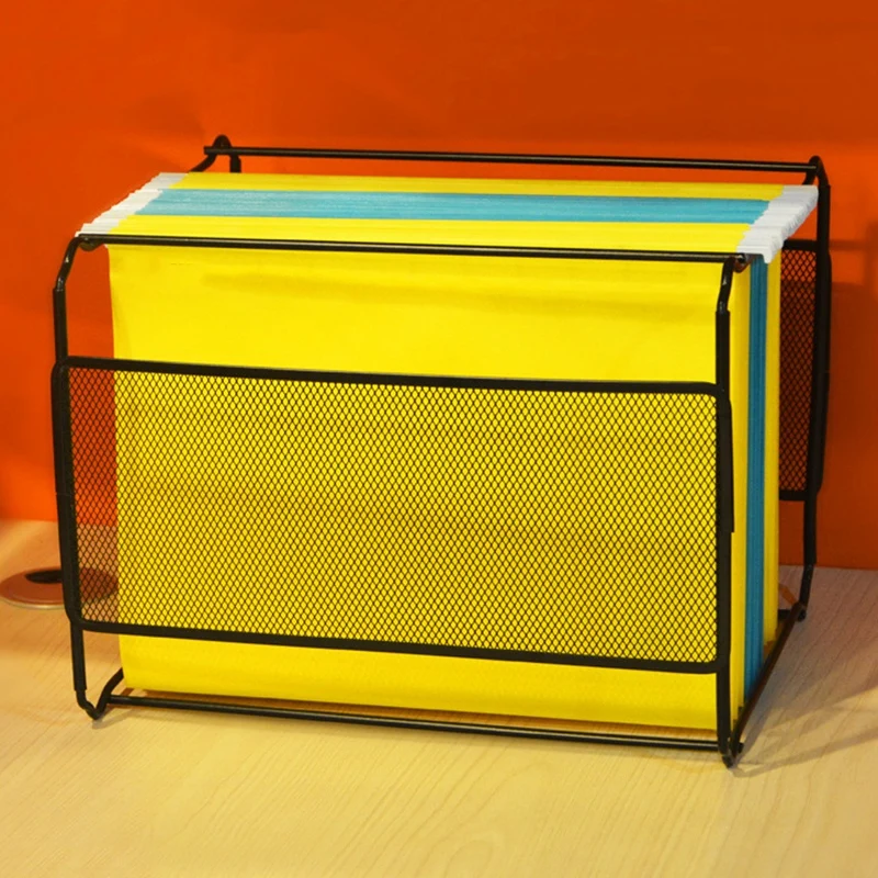 A4 Mesh Metal File Organizer Box Hanging File Folder Box Desk Storage Holder Shelf Holder Storage For Office Home