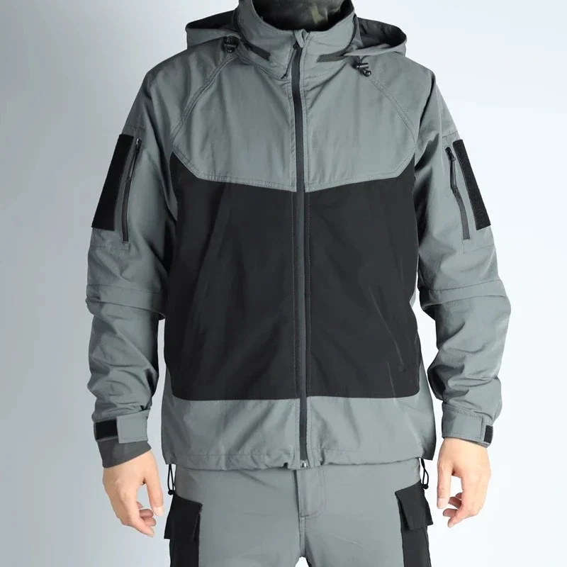

Tactical Combat Set Mens Waterproof Quick Dry Multi Pocket Cargo Pant Hooded Soft Shell Jacket Sets Outdoor Training Sports Suit