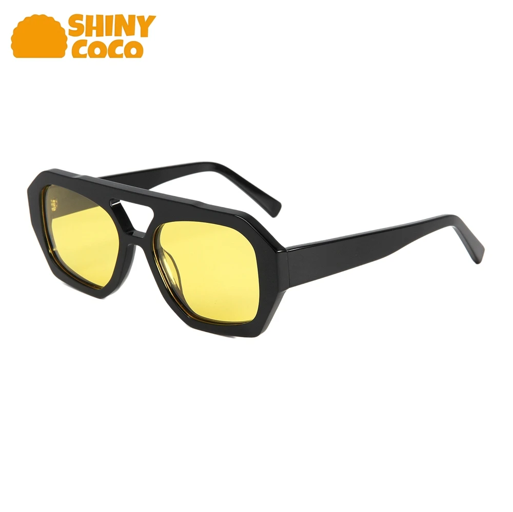

ShinyCoCo Luxury Brand Retro Double-Beam Personalized Irregular Sunglasses Trendy High End Handcrafted Sheet Sunglasses