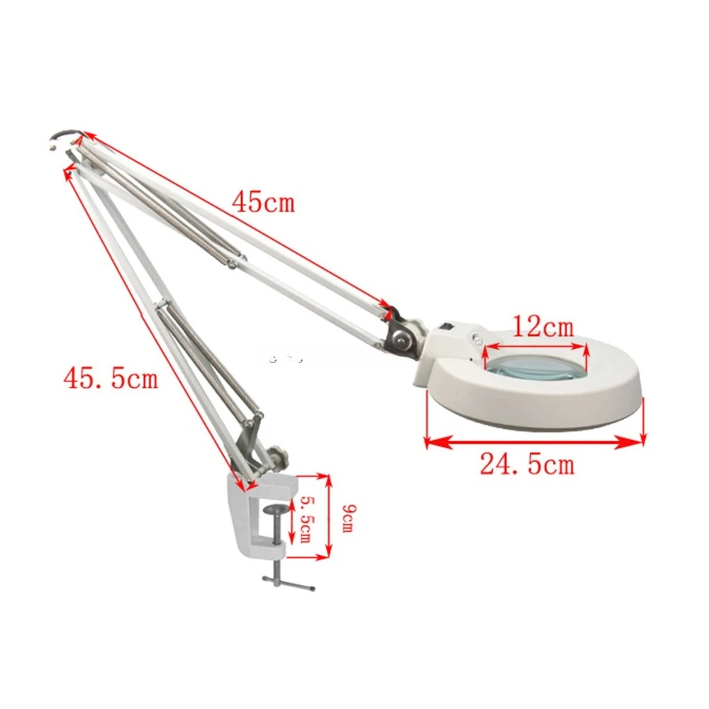 LED Magnifying Lamp, Clamp-type Desk Lamp, Flexible Swivel Arm  10x Magnifying Lamp  Suitable for Reading, Maintenance