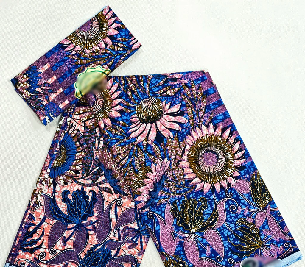 

High quality cotton super grand wax fabric with stones super hollandais big flower wax printing for clothing