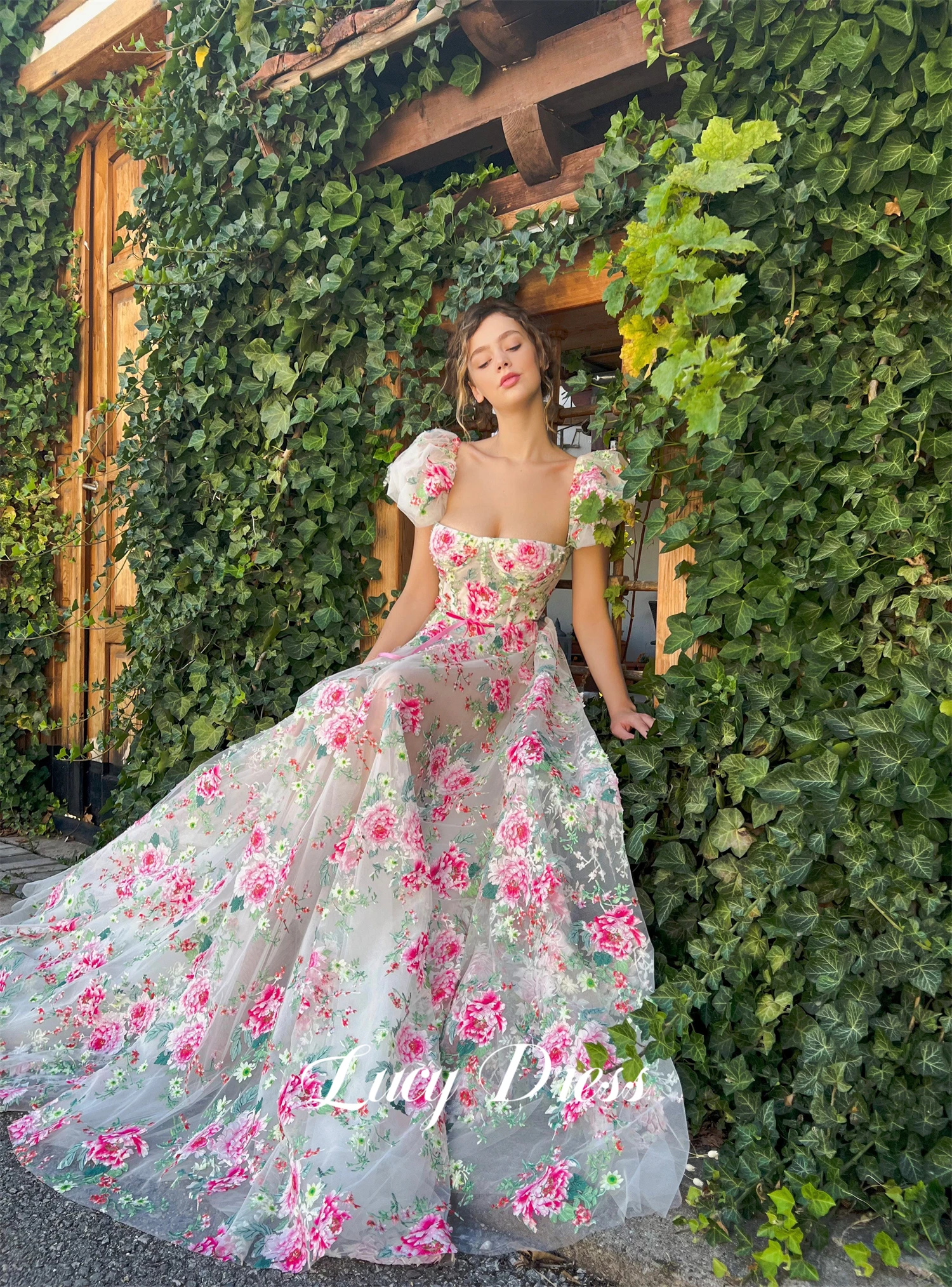 Lucy Coming of Age Dress Party Floral Pattern Wedding Line A Female Dresses With Long Sleeves Robe Soiree De Luxe 2024 Formal