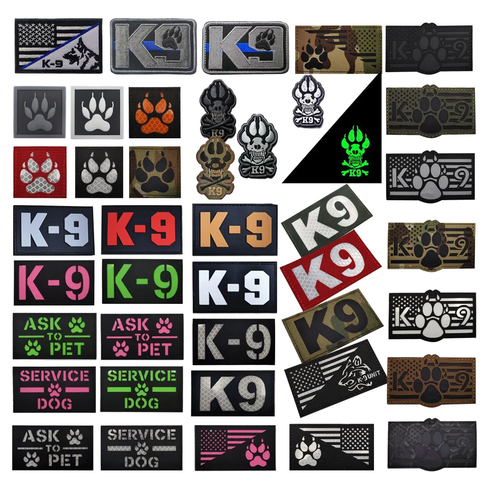 Outdoor K9 Dog PAWS DIY Dog Laser Cutt Clothing Armband K-9 Pet Dog Clothing Embroidered Patch Patch Patch Bag with Morale Badge