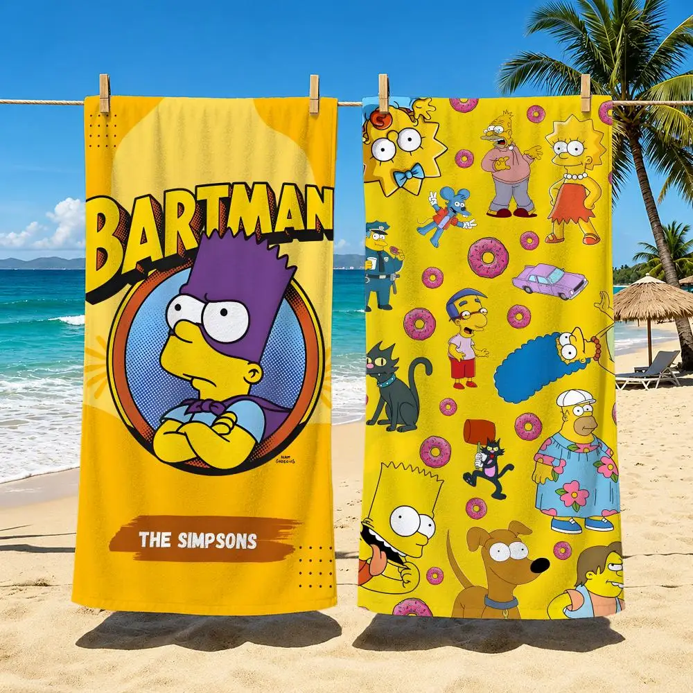 Cartoon The Simpsons Towel Towel Soft Pool Gift For Travel Gym Shower Cool Camping Quick Dry Sports  Large Beach Towel
