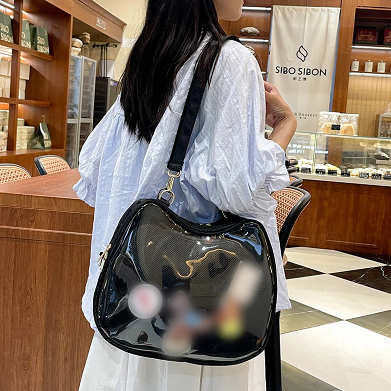 

Sweet Cute Cat Ita Bag Y2K Japanese Crossbody Bags JK Uniform Shoulder Bag Girl Transparent Display Student Handbags