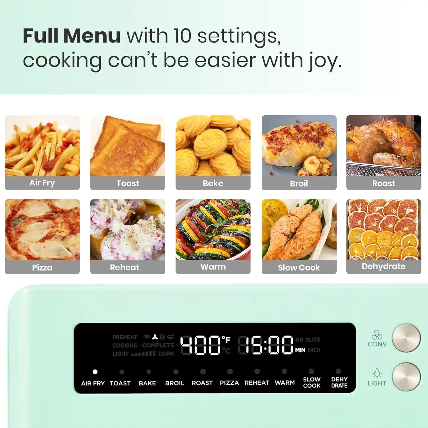 Heating Air Fryer Toaster Oven, Extra Large Countertop Convection Oven 10-in-1 Combo, 6-Slice Toast