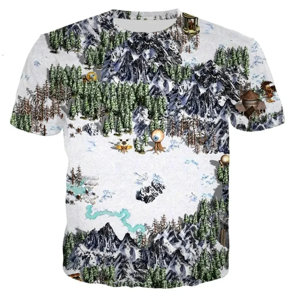 Classic Game Heroes of Might and Magic 3D T-Shirt Fashion Cool Daily Men's Short Sleeve T Shirt Outdoor Retro Tees Tops Clothing