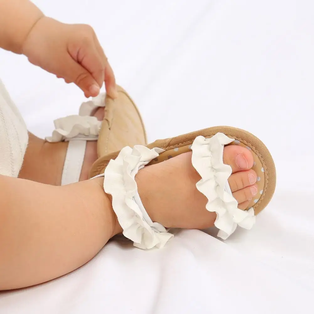 1 Pair Toddler Shoes Fastener Tape Prewalker Shoes Pleats Summer Baby Walking Sandals Solid Color Low Tube Infant Shoes