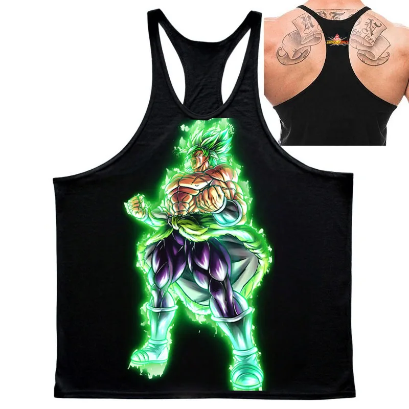 Populaire Anime "Dragon Ball" Brolli motif imprimé 2025 été nouvelle vente chaude hommes sport gymnase respirant coton gilet sans manches