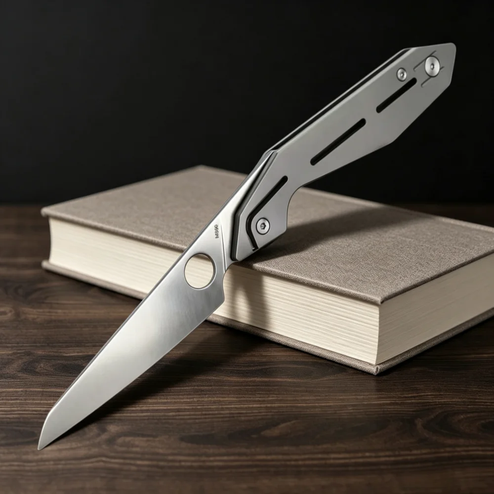 Image of Neues C270 Klappmesser, TC4 Titan-Griff, M398 Pulvermetallurgie-Edelstahlklinge, tragbare Outdoor-EDC-Taschenwerkzeuge