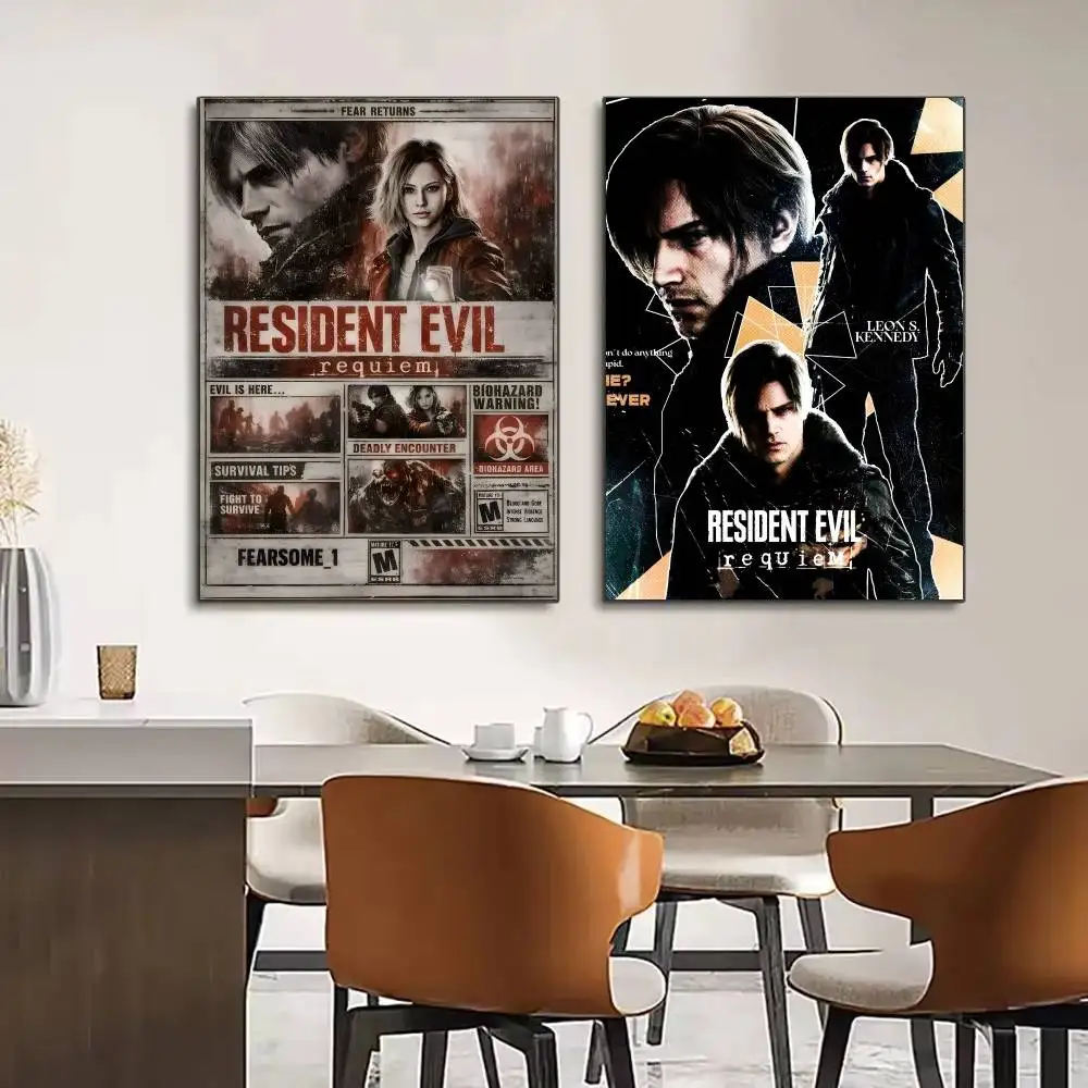 Anime Posters Sticky HD Quality Wall Art Retro Posters for Home Kawaii Room Decor Game R-resident classic Evil