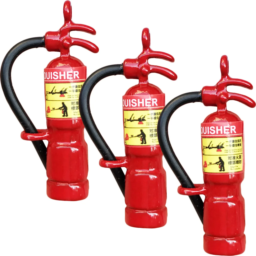 3 Pcs Mini Fire Extinguisher Small House Home Decor DIY Tools Bulk Toy Metal Models Photography Props Iron Pendant Child