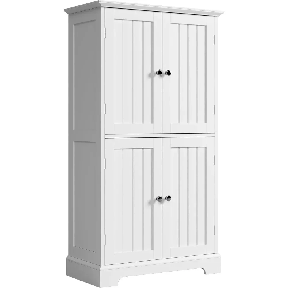 

bathroom floor cabinet, modern bathroom storage cabinet with 4 doors and adjustable shelves, freestanding cupboard for living r