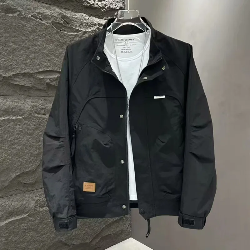 2025 New High-end Stand-up Collar Fashion Trendy Men's Jacket Jacket Daily Commuting Loose Casual Jacket