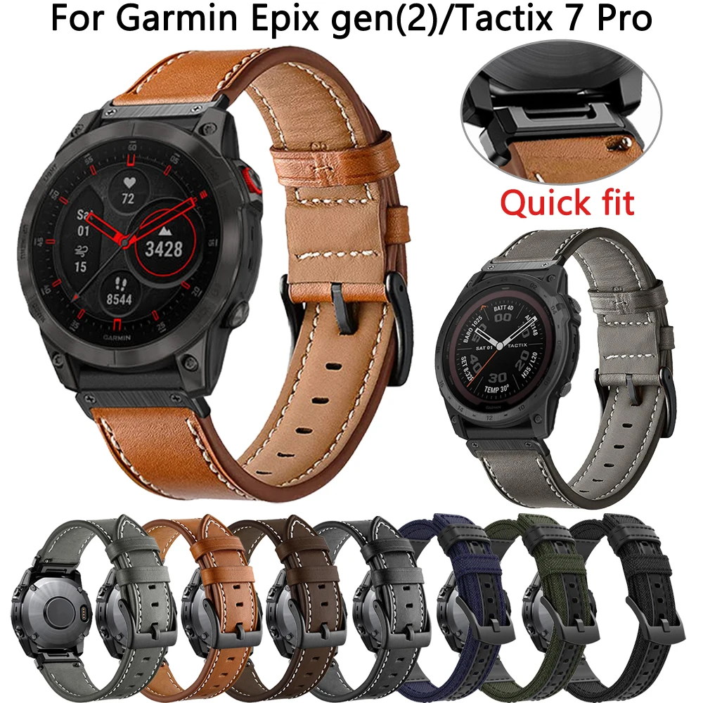 

Quick Fit Leather Band For Garmin Epix Gen Enduro 2 Watch Strap Fenix 7 7X 6 6X Pro 5 5X Plus 3 HR 26mm Smart Watchband Bracelet
