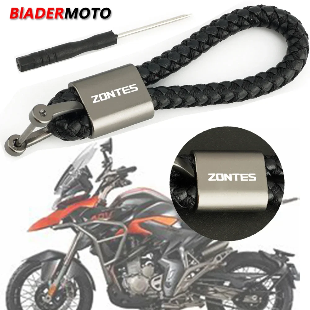 Motorcycle Braided Rope Keyring Metal Keychain With Logo Zontes For Zontes G1 125 ZT125 G1 ZT125U ZT 125 U ZT 310R 310X ZT310R