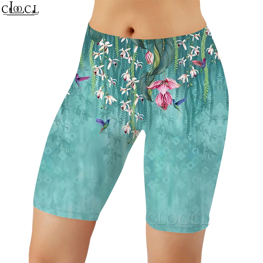 CLOOCL-Leggings con estampado 3D de flores de Magnolia para mujer, pantalones cortos para entrenamiento femenino, mallas de gimnasio hasta la rodilla de cintura alta para correr