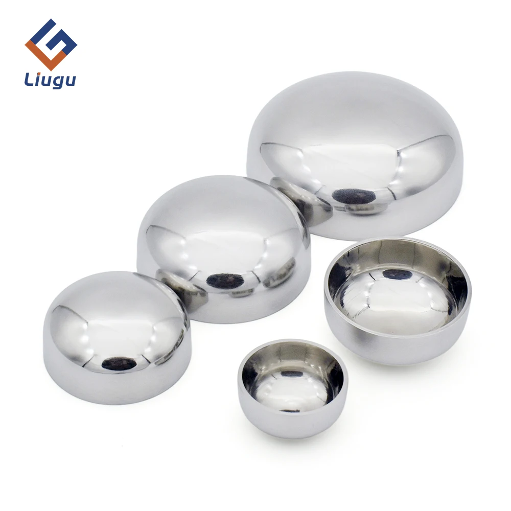 غطاء نهاية بيضاوي الشكل ملحوم صحيًا SS304 من الفولاذ المقاوم للصدأ، OD 19/25/32/38/45/51/57/63/76-159 مم لتخمير المنزل ومعالجة الأغذية