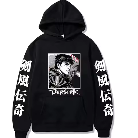 Japanese anime Berserk Guts Hoodies Sweatshirt Loose Casual Manga Hip Hop Man And Woman Cloths Oversized hoodies sweatshirt
