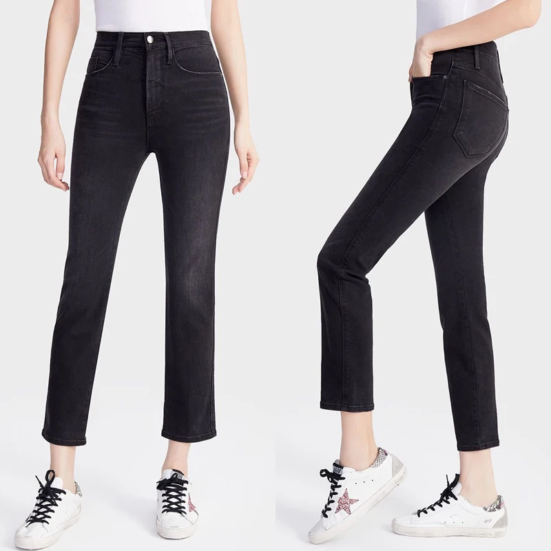 

Прямые джинсовые брюки с высокой талией, женские облегающие эластичные брюки с подтяжкой ягодиц, осенние новые повседневные джинсы Sle Faion