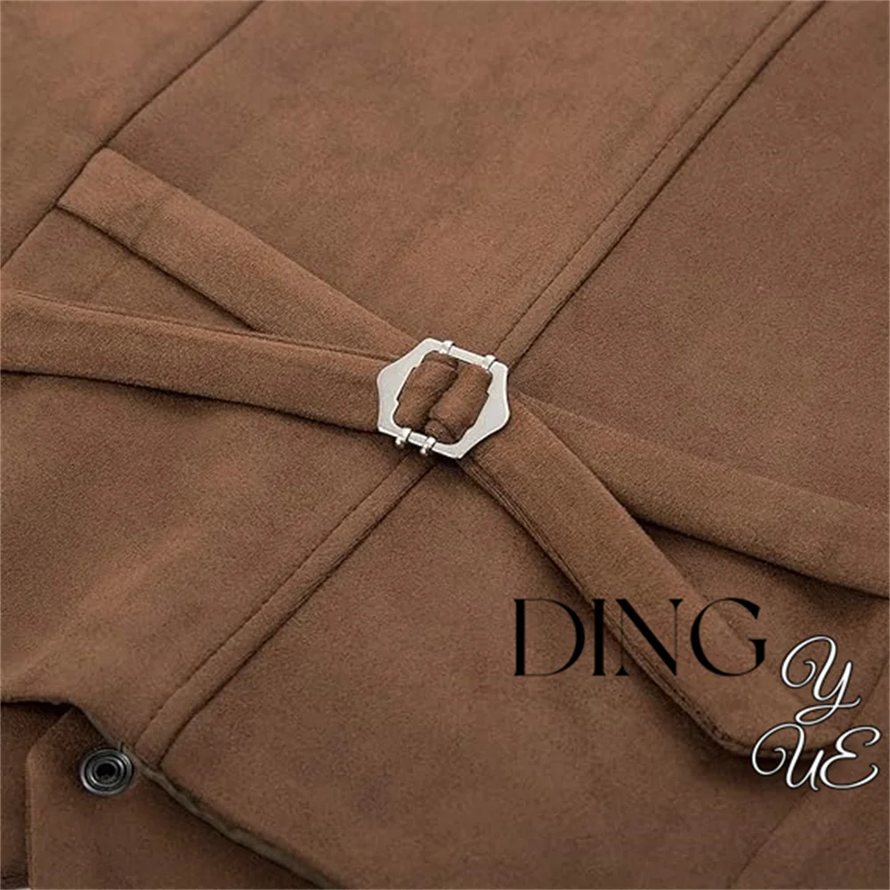 Jaqueta de couro masculino sem mangas, decote em v, botão, colete ocidental, casual