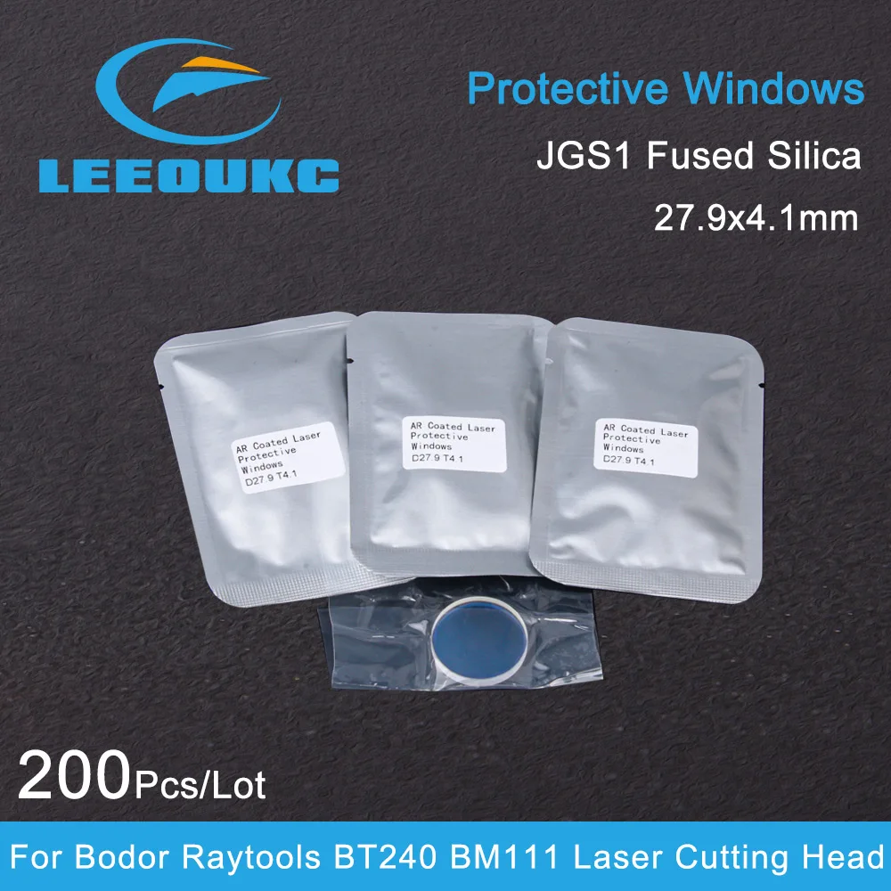 Raytools Laser Lente Protetora Espelho 1064nm 28*4 27.9*4.1 mm para Bodor Raytools Bt220 Bt240 Bm111 Cabeça de Laser de Fibra 200 Peças Lote