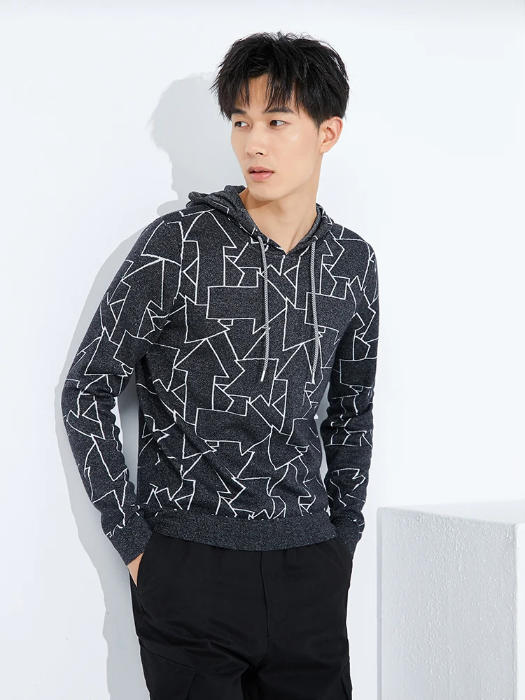 

Модная толстовка с цветочным принтом и длинными рукавами, повседневная уличная одежда для мужчин, весенне-осенний вязаный свитшот из смесовой шерсти, прямого кроя