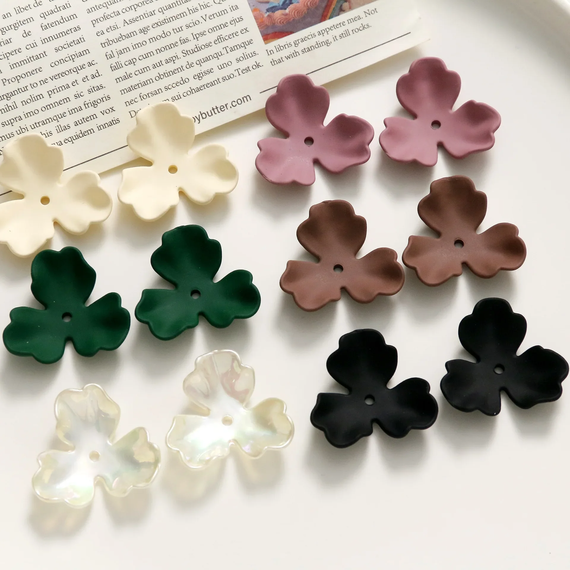 5pc matte shaped bowl flower Resin Flower Crafts For DIY Jewelry Making Accessories