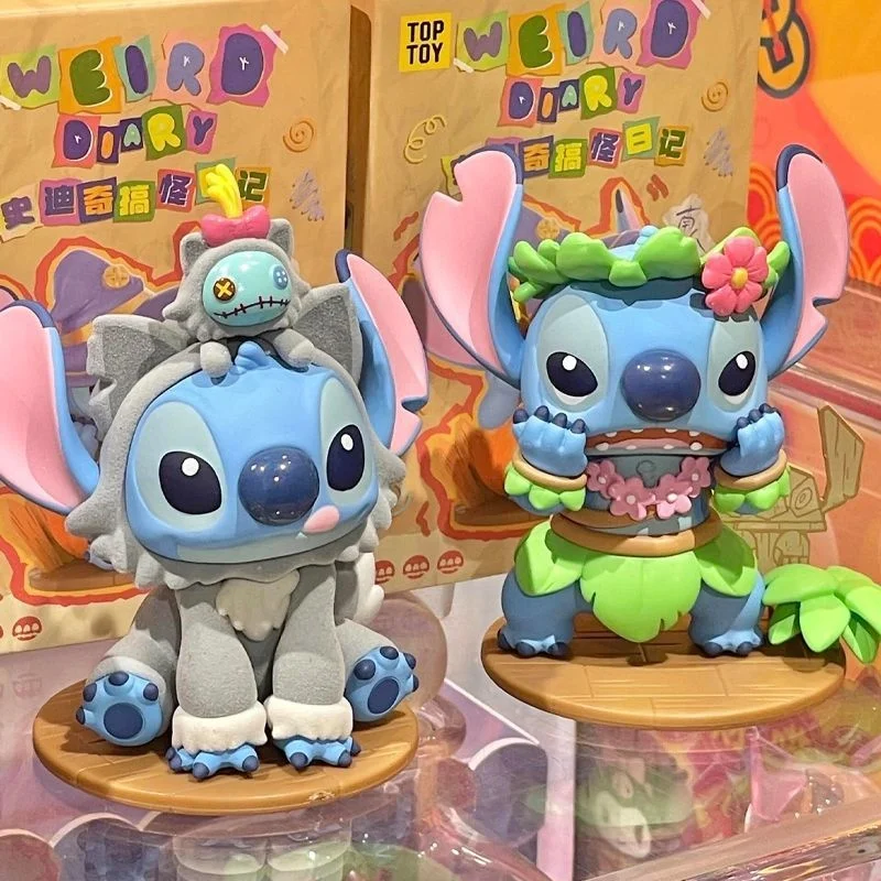 Autentyczna figurka Disney Stitch w niespodziance, zestaw GarageSet, urocza lalka z kreskówki, kawaii ozdoba na biurko, hit sprzedaży na święta 2025