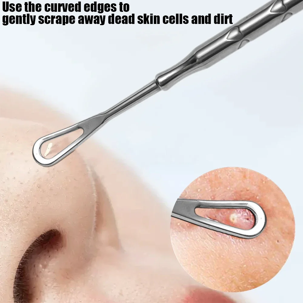 Stainless Steel Blackhead Acne Push Double-Headed Acne Needle Face Scraping Cleaning Flat Pusher Dead Skin Removal Nasal Pusher