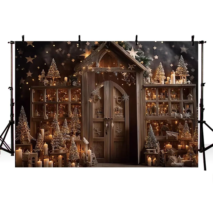 Mehofond Photography Background Winter Christmas Glitter Wooden House Xmas Party Kid Family Portrait Decor Backdrop Photo Studio