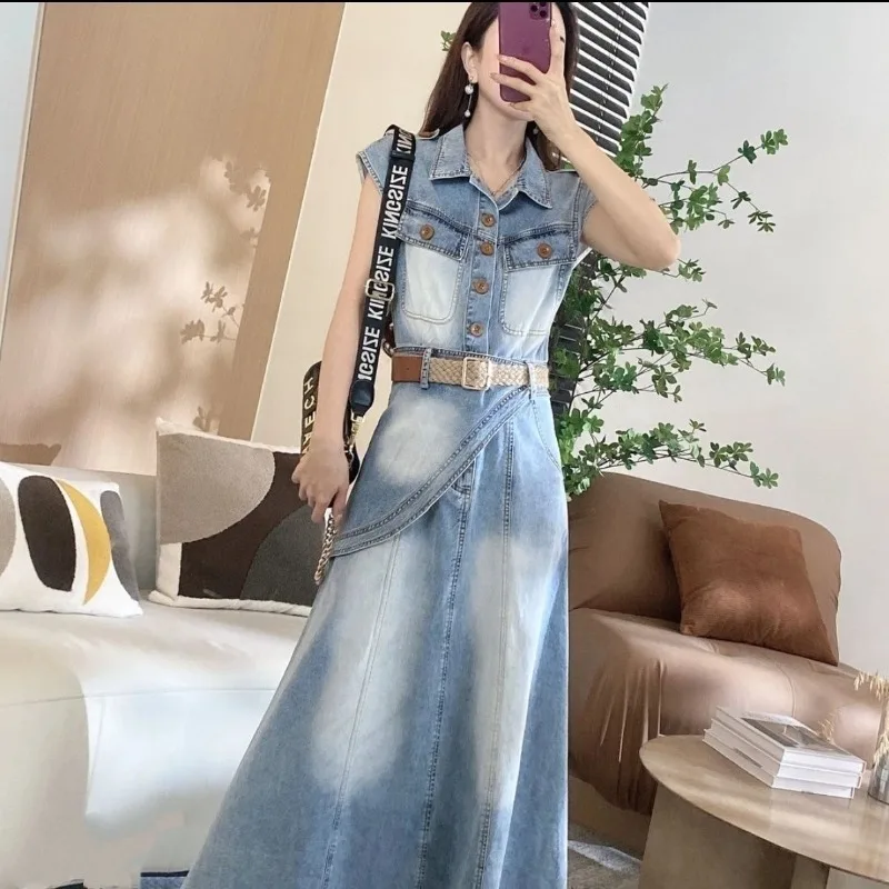 Female Korean Slim Fashion Age Reduction Fake Two-piece Dress 2026 Summer New Super Fairy Celebrity Slim and Thin A-shaped Dress