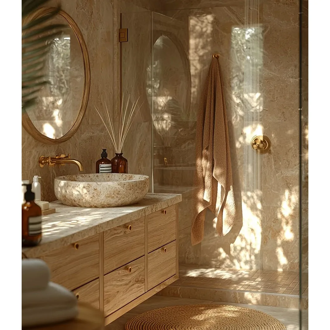 Modern Design High Quality White Basin Bathroom Cabinet Vanity Plywood With Copper Drainer For Home Furniture For Apartment Use