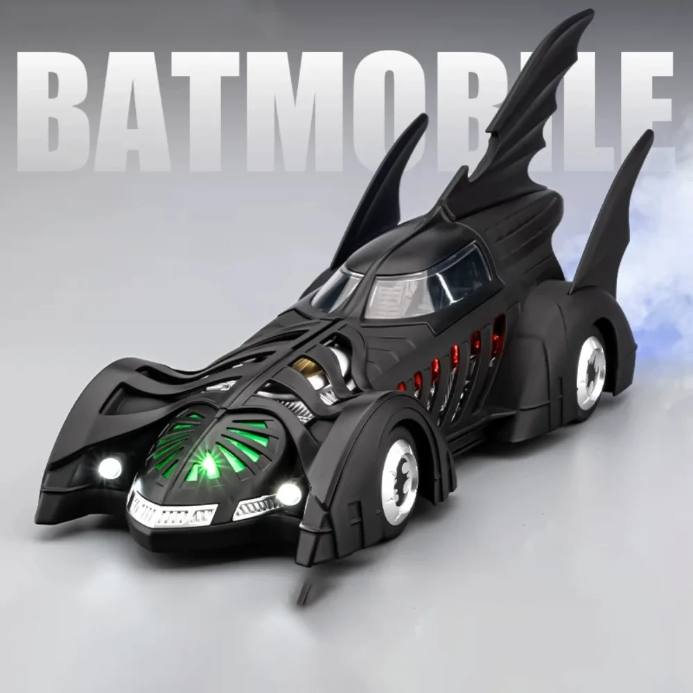 1:18 Large Batmobile 1995 Model Toys Classic Car Alloy Diecast Cars Light Sound Miniature Spray Vehicles for Kids Shelf Display
