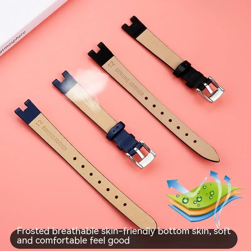 Women\'s Leather Watch with Notches For Cartier Baignoine Series WGBA0015 WJBA0023 Silk Cowhide Watch Strap 12MM Notch 4mm Soft