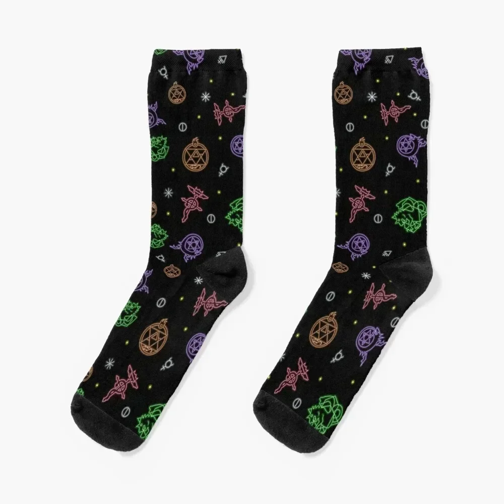 Fullmetal Alchemist Neon Socks Crossfit japanese fashion Man Socks Women's