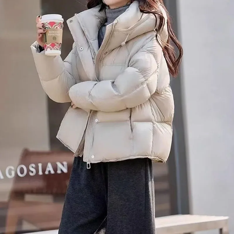 가을 겨울 신상 다운 코튼 재킷 여성용 한국 스타일 두꺼운 따뜻한 후드 파카 짧은 코트 여성 캐주얼 탑