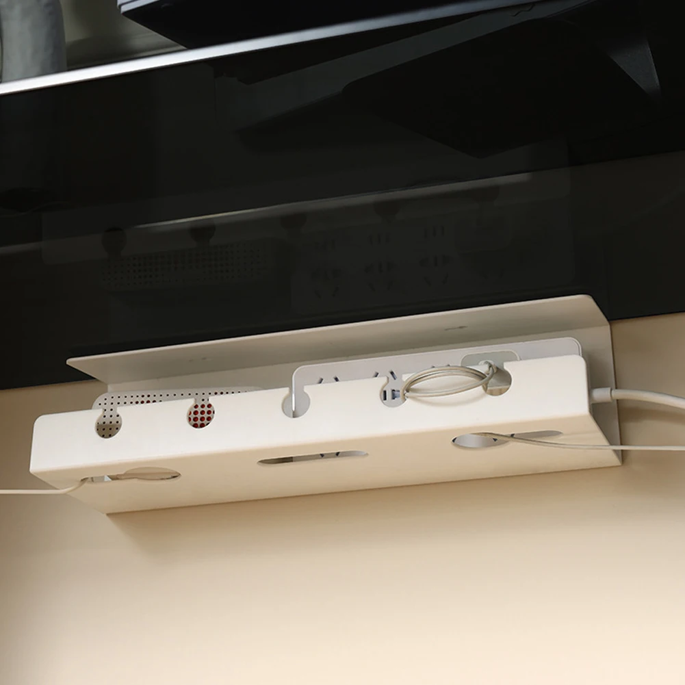 2個 デスク下ケーブル管理トレイ 自己粘着式ケーブル収納ラック 穴あけ不要 ワイヤー管理ラック ホームオフィス用