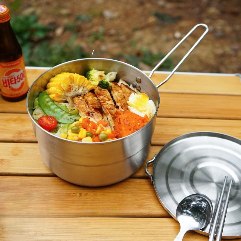 

1.5L 304 Stainless Steel Lunch Case Camping Pot Tableware for Outdoor Backpacking Hiking Fishing Picnic Outdoor Camping Picnic